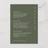 Gewoon chique bruiloft Details Moss Green ID1046 Informatiekaartje (Voorkant)