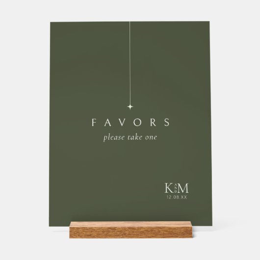 Gewoon chique bruiloft gunsten Moss Green ID1046 Acryl Bord (Voorkant)