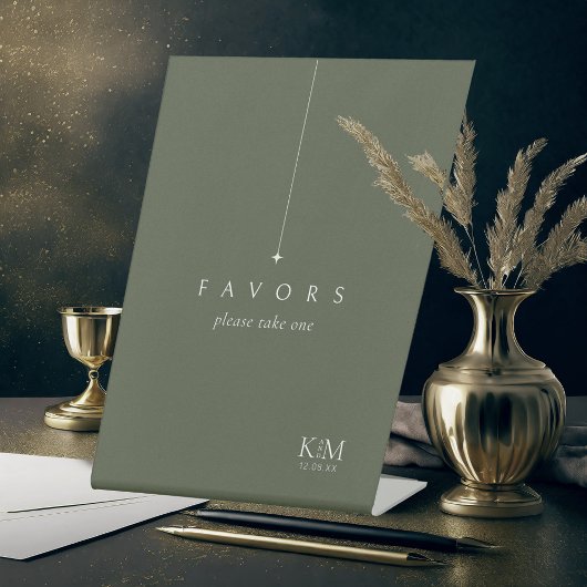 Gewoon chique bruiloft gunsten Moss Green ID1046 Reclamebord Met Voetstuk