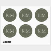 Gewoon chique bruiloft Initialen Moss Green ID1046 Ronde Sticker (Vel)