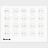 Gewoon chique bruiloft Initialen Pearl White ID104 Ronde Sticker (Vel)