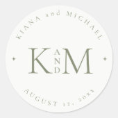 Gewoon chique bruiloft Initialen Pearl White ID104 Ronde Sticker (Voorkant)