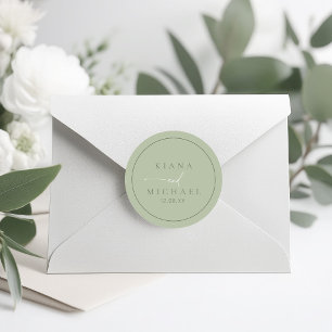 Gewoon chique bruiloft Sage/Moss Green ID1046 Ronde Sticker