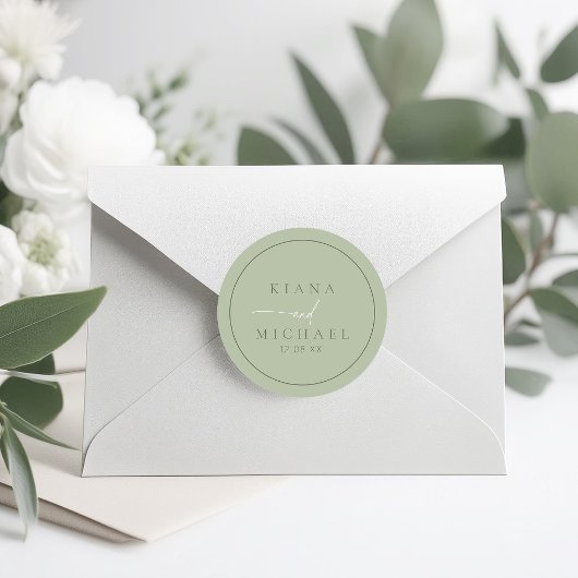 Gewoon chique bruiloft Sage/Moss Green ID1046 Ronde Sticker