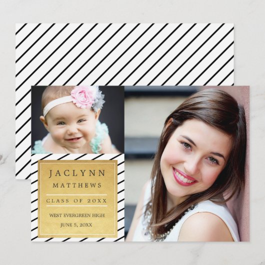 Gewoon chique foto Afstuderen aankondiging / Gold (Voorkant / Achterkant)