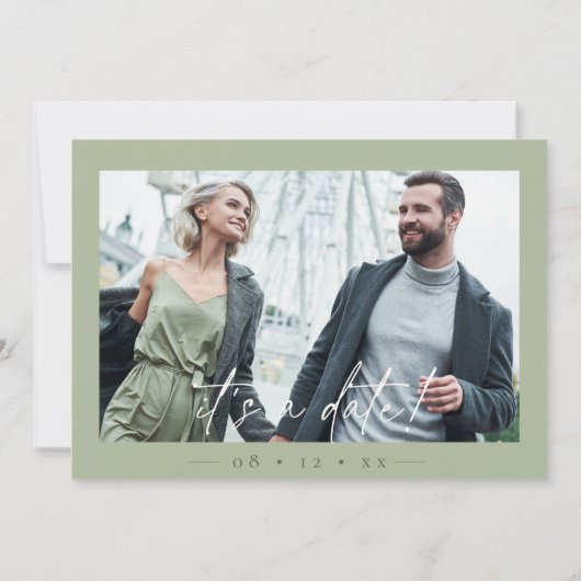 Gewoon chique trouwfoto Sage Green ID1046 Save The Date (Achterkant)