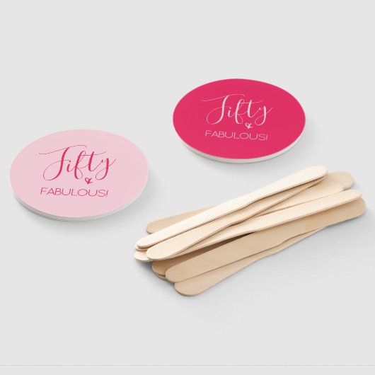 Gewoon chique vijftig & FANTASTISCH! Roze 50ste ve Handwaaier (Niet-gemonteerd)