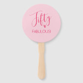 Gewoon chique vijftig & FANTASTISCH! Roze 50ste ve Handwaaier (Voorkant)