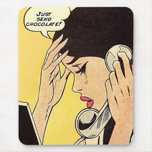 Gewoon Chocolade Sturen Vintage strip kunst Muismat (Voorkant)