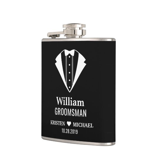 Gewoon Classy Tuxedo Suit Bruidegom Groomsman Heupfles (Links)