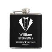 Gewoon Classy Tuxedo Suit Bruidegom Groomsman Heupfles (Voorkant)