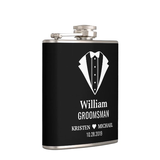 Gewoon Classy Tuxedo Suit Bruidegom Groomsman Heupfles (Rechts)