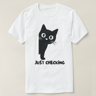 Gewoon controleren Zwarte Kat ontwerp T-shirt
