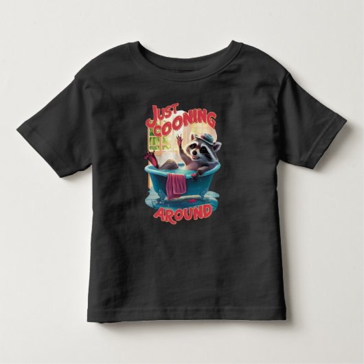 Gewoon Cooning Speelse Raccoon Splashing in Bath, Kinder Shirts (Voorkant)