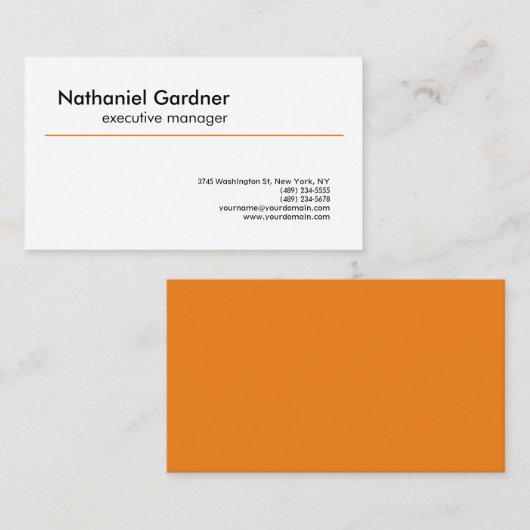 Gewoon Creative Modern Minimalist Oranje White Visitekaartje (Voorkant / Achterkant)