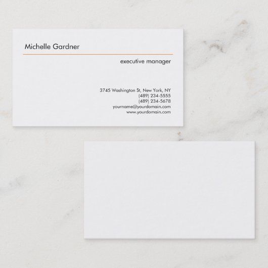 Gewoon Creative Modern Minimalist Oranje White Visitekaartje (Voorkant / Achterkant)