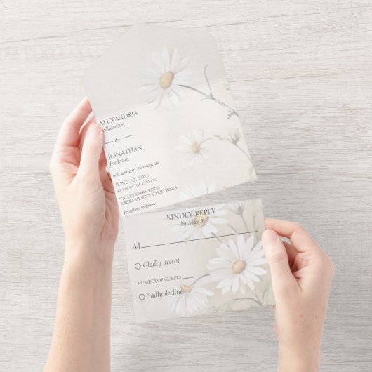 Gewoon Daisies All In One Uitnodiging (Afscheurbaar)