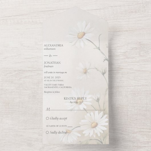 Gewoon Daisies All In One Uitnodiging (Binnen)