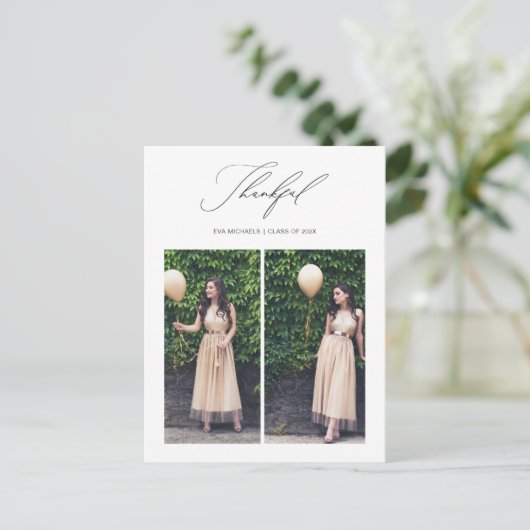 Gewoon dankbaar Afstuderen twee foto Dank u Briefkaart (Staand voorkant)