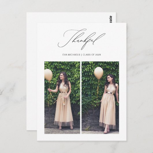 Gewoon dankbaar Afstuderen twee foto Dank u Briefkaart (Voorkant / Achterkant)