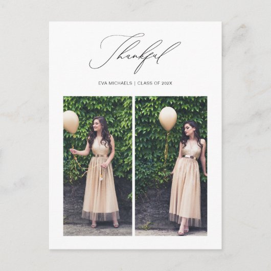 Gewoon dankbaar Afstuderen twee foto Dank u Briefkaart (Voorkant)