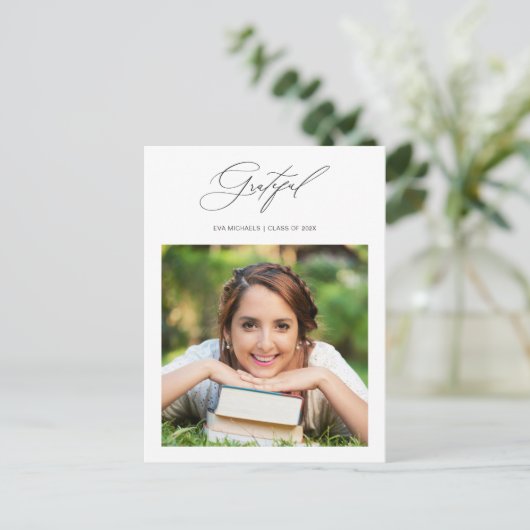 Gewoon dankbare Afstuderen foto Dank u Briefkaart (Staand voorkant)