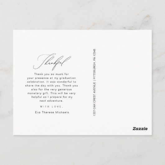 Gewoon dankbare Afstuderen foto Dank u Briefkaart (Achterkant)