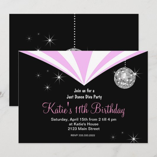 Gewoon dansfeest Diva Kaart (Voorkant / Achterkant)