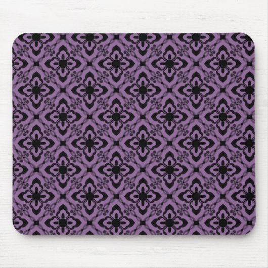 Gewoon Dazzling Damask Mousepad, Paars Muismat (Voorkant)
