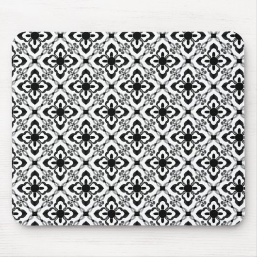 Gewoon Dazzling Damask Mousepad, zwart en wit Muismat (Voorkant)