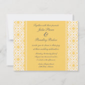 Gewoon Dazzling Damask Wedding Invite, Geel Kaart (Voorkant)