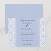 Gewoon Dazzling Damask Wedding Invite, Light Blue Kaart (Voorkant / Achterkant)