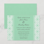Gewoon Dazzling Damask Wedding Invite, Mint Green Kaart (Voorkant / Achterkant)
