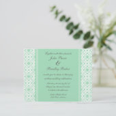 Gewoon Dazzling Damask Wedding Invite, Mint Green Kaart (Staand voorkant)