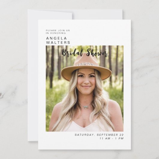 Gewoon de bruid foto wit Vrijgezellenfeest Kaart (Voorkant)