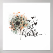 Gewoon de Dandelion breken met harten Yoga moedig  Poster (Voorkant)