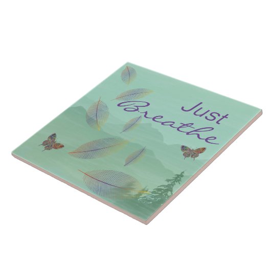 Gewoon de groene gordijn van de lederen vlinder af tegeltje (Zijkant)