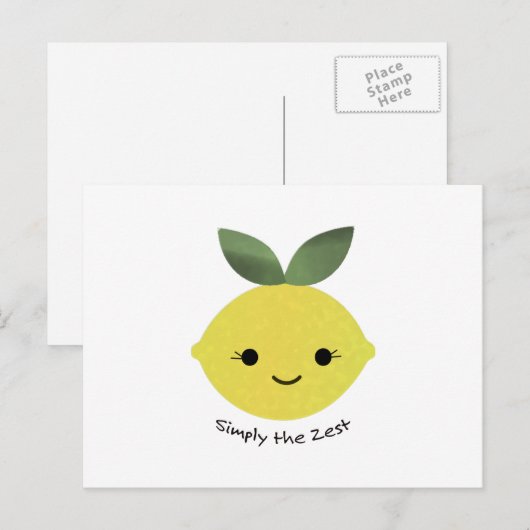 Gewoon de Zest Cute Kawaii Lemon Feestdagenkaart (Voorkant / Achterkant)