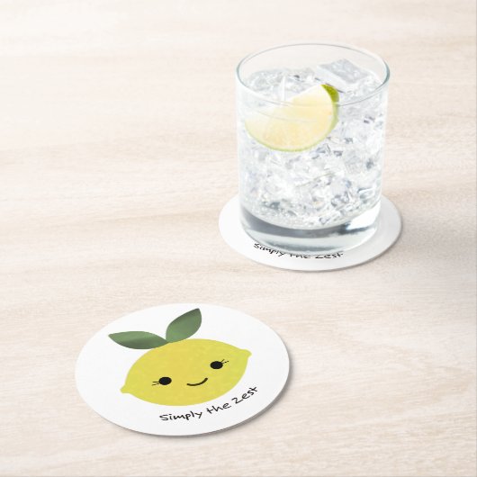 Gewoon de Zest Cute Kawaii Lemon Ronde Kartonnen Onderzetter (Insitu)