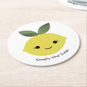 Gewoon de Zest Cute Kawaii Lemon Ronde Kartonnen Onderzetter (Gebogen)
