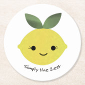 Gewoon de Zest Cute Kawaii Lemon Ronde Kartonnen Onderzetter (Voorkant)