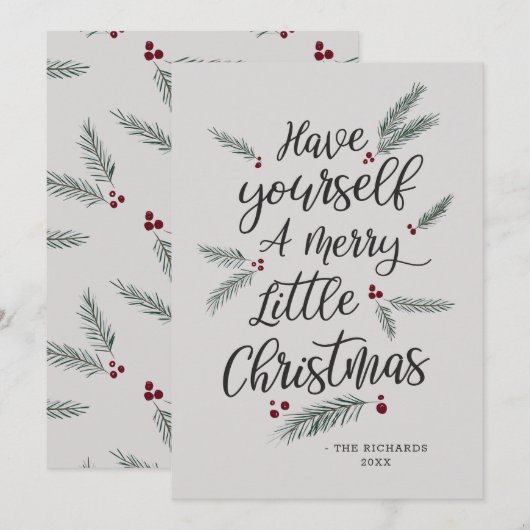 Gewoon dennen, heb jezelf een vrolijk klein kerstf feestdagenkaart (Voorkant / Achterkant)