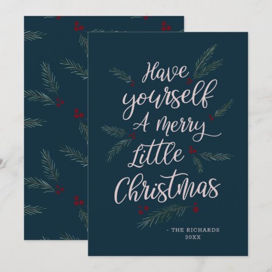 Gewoon dennen, heb jezelf een vrolijk klein kerstf feestdagenkaart (Voorkant / Achterkant)