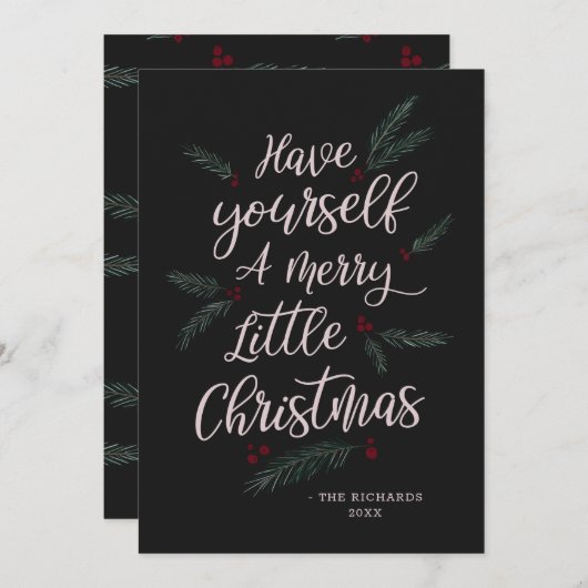 Gewoon dennen, heb jezelf een vrolijk klein kerstf feestdagenkaart (Voorkant / Achterkant)