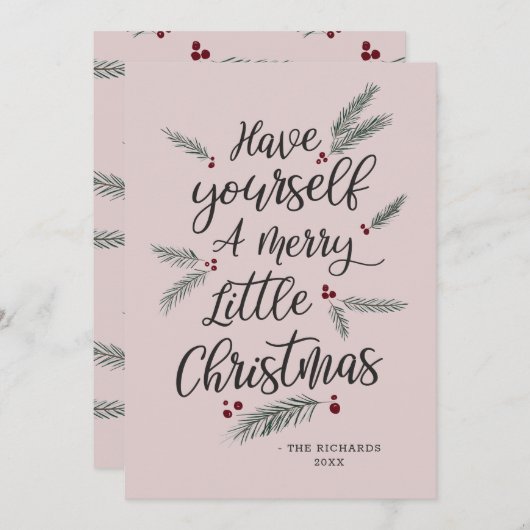 Gewoon dennen, heb jezelf een vrolijk klein kerstf feestdagenkaart (Voorkant / Achterkant)