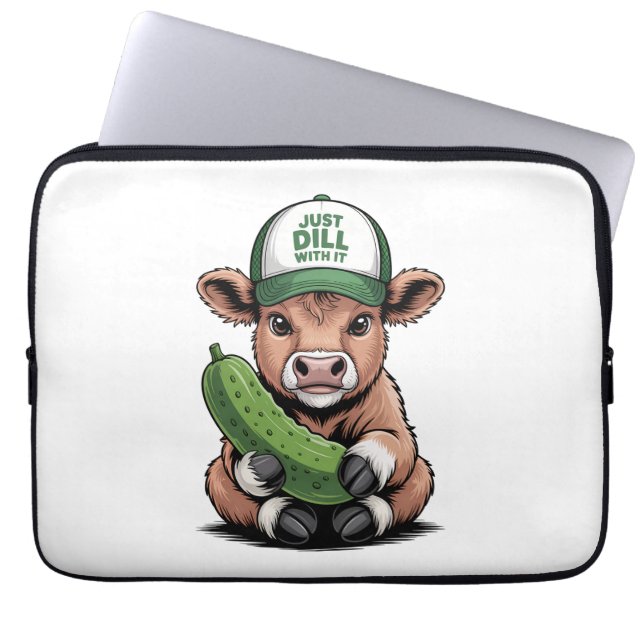 Gewoon Dill with It Koe, Grappige augurk Laptop Sleeve (Voorkant)