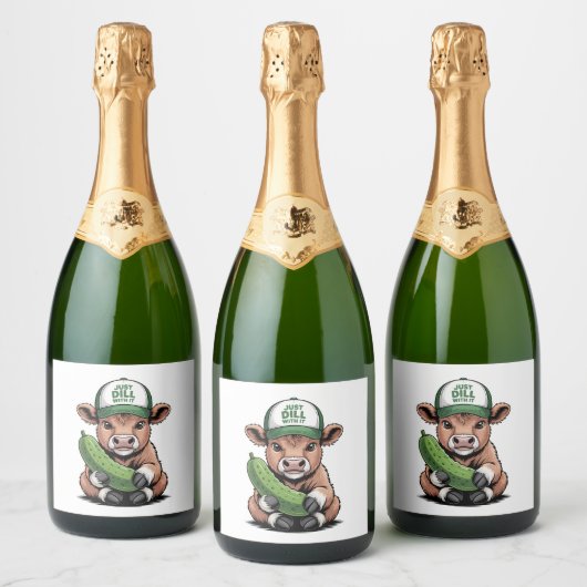 Gewoon Dill with It Koe, Grappige augurk Sparkling Wijnetiket (Flessen)