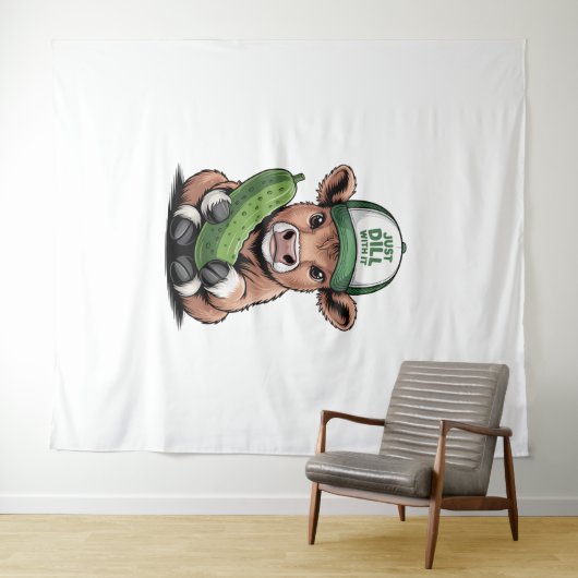 Gewoon Dill with It Koe, Grappige augurk Wandkleed (In Situ (horizontaal))