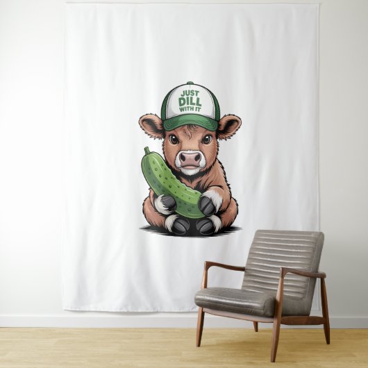 Gewoon Dill with It Koe, Grappige augurk Wandkleed (In situ)