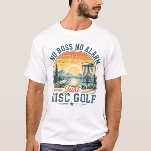 Gewoon Disc Golf Retro Zonsondergang T-shirt (Voorkant)